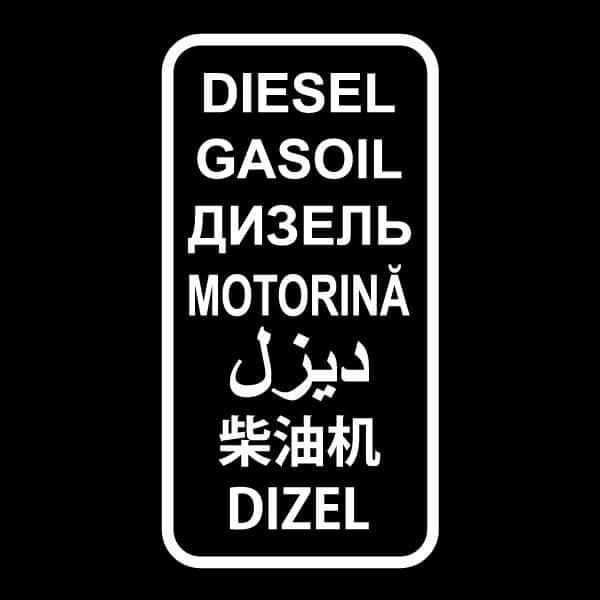 Diesel Tankaufkleber Multi Language - Vinyl Cut • Nafta Gasoil •  Bock.auf.Raus